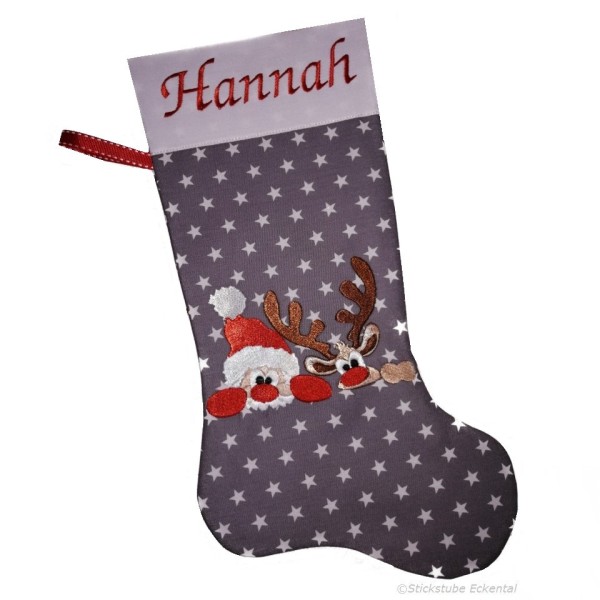 Nikolausstiefel Rentier und Weihnachtsmann XXL mit Name